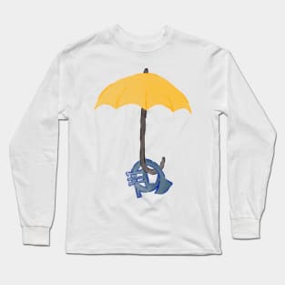 Yellow umbrella and blue horn Long Sleeve T-Shirt